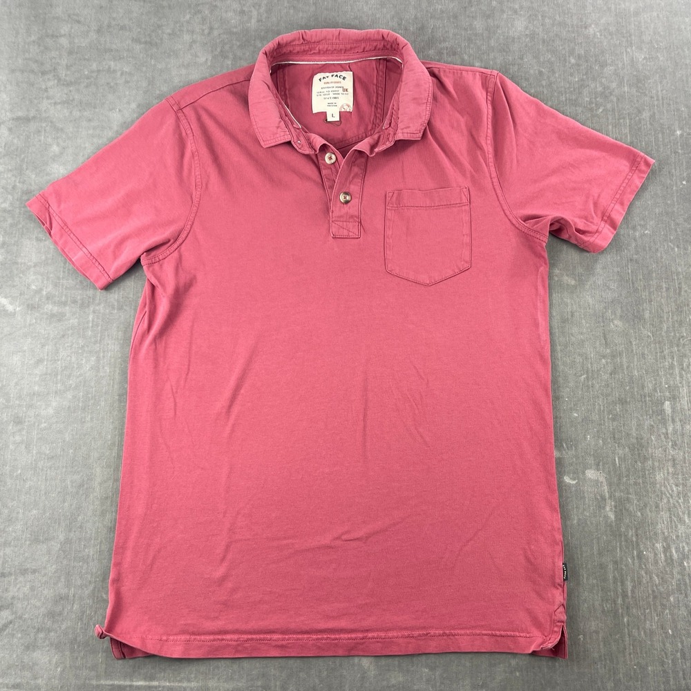 Fat Face Mens L Red‎ Short Sleeve Polo Shirt Chest Pocket British Designed